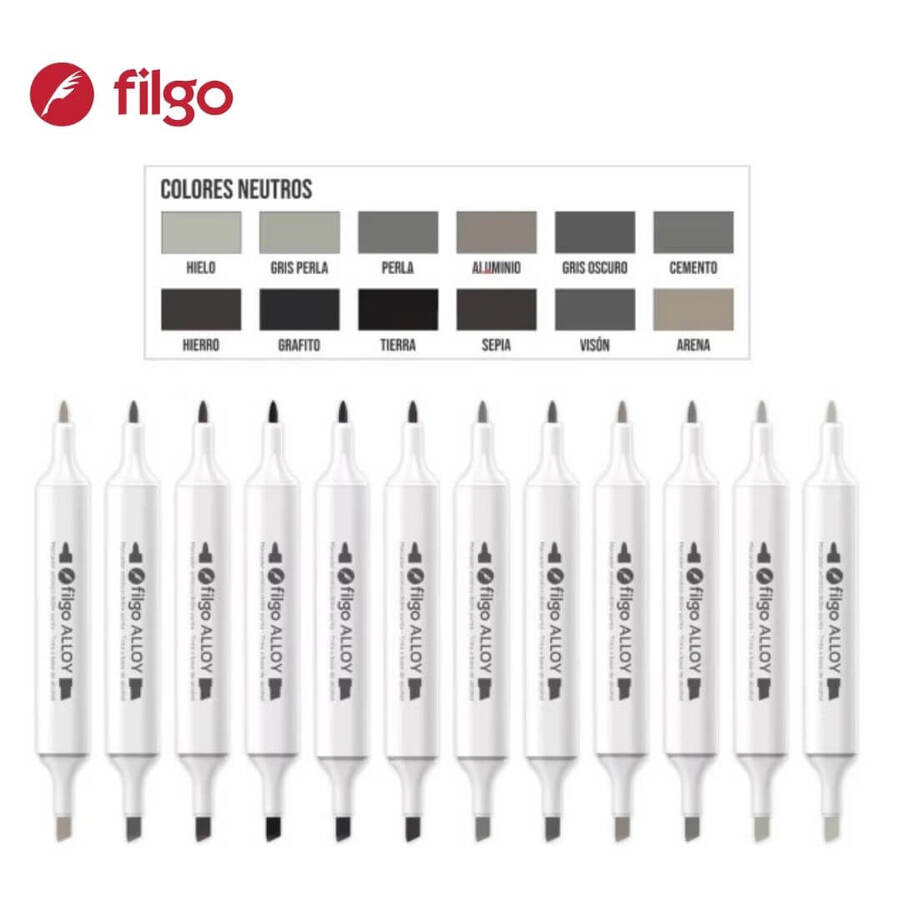 Marcadores Artísticos doble punta Neutros x12, Filgo.
