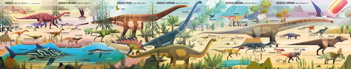 Libro y Puzzle - Dinosaurios - Línea del tiempo (300 Piezas), De Rachel Firth. Editorial Usborne.