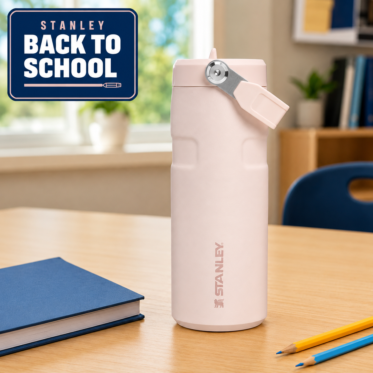 Termo Stanley Iceflow Flip Straw Lid Rose Quartz  16 Oz