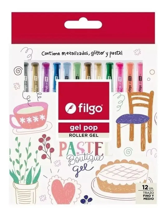 Bolígrafo Roller Gel Pop Pastel Boutique x12, Filgo.