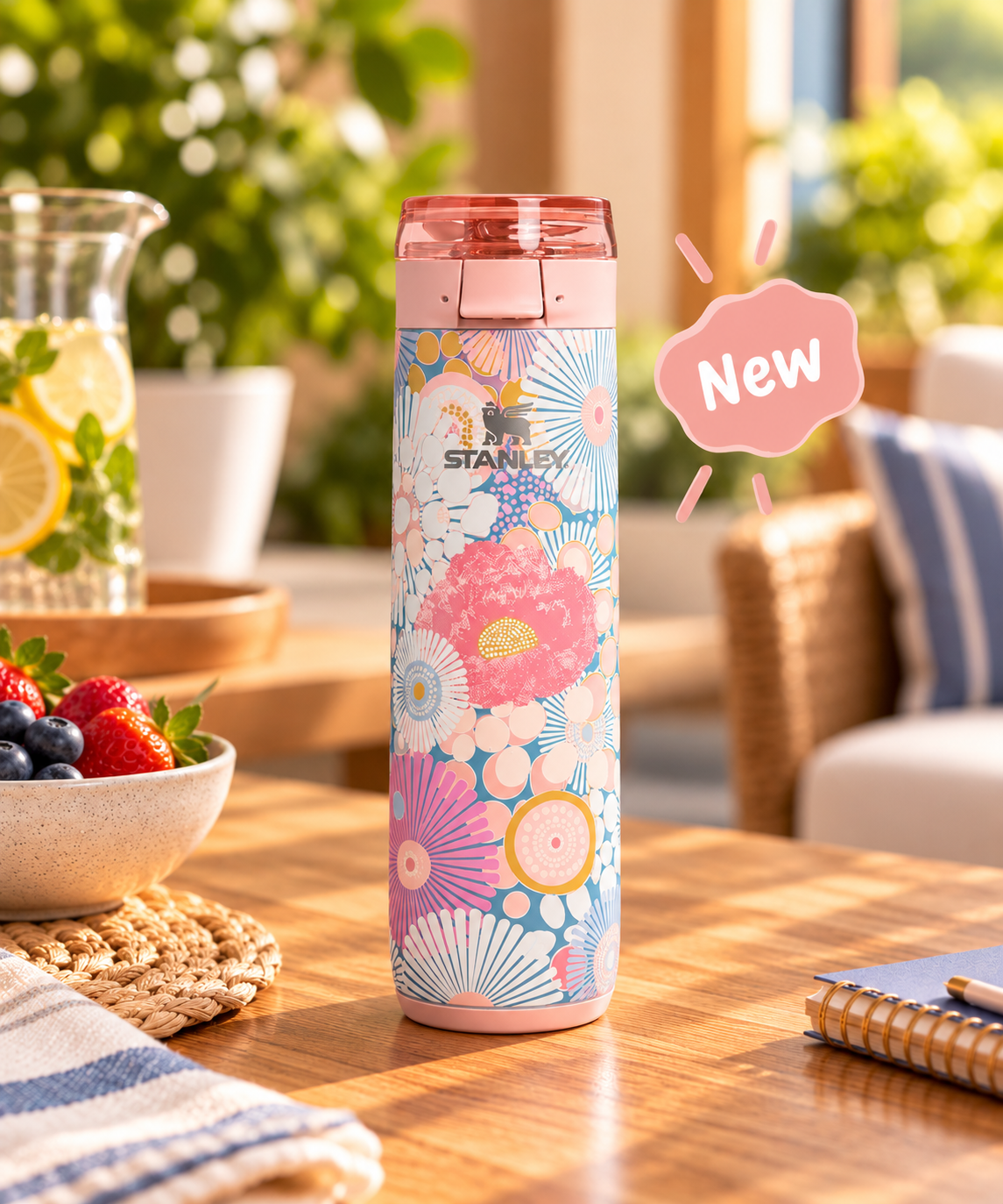 Termo Stanley Flowstate Spring Bottle Sorbet Wildflower 20oz