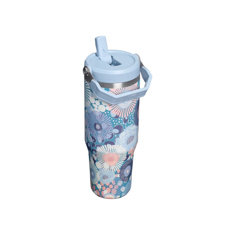 Termo Stanley Classic Flip Straw Tumbler  30 Oz Blue Dream Wildflower
