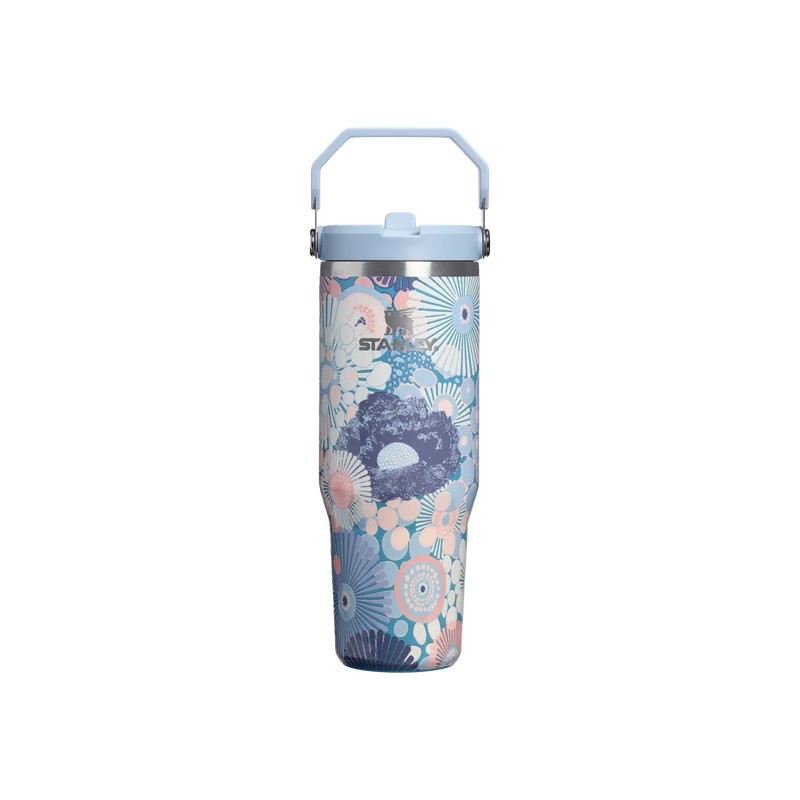 Termo Stanley Classic Flip Straw Tumbler  30 Oz Blue Dream Wildflower